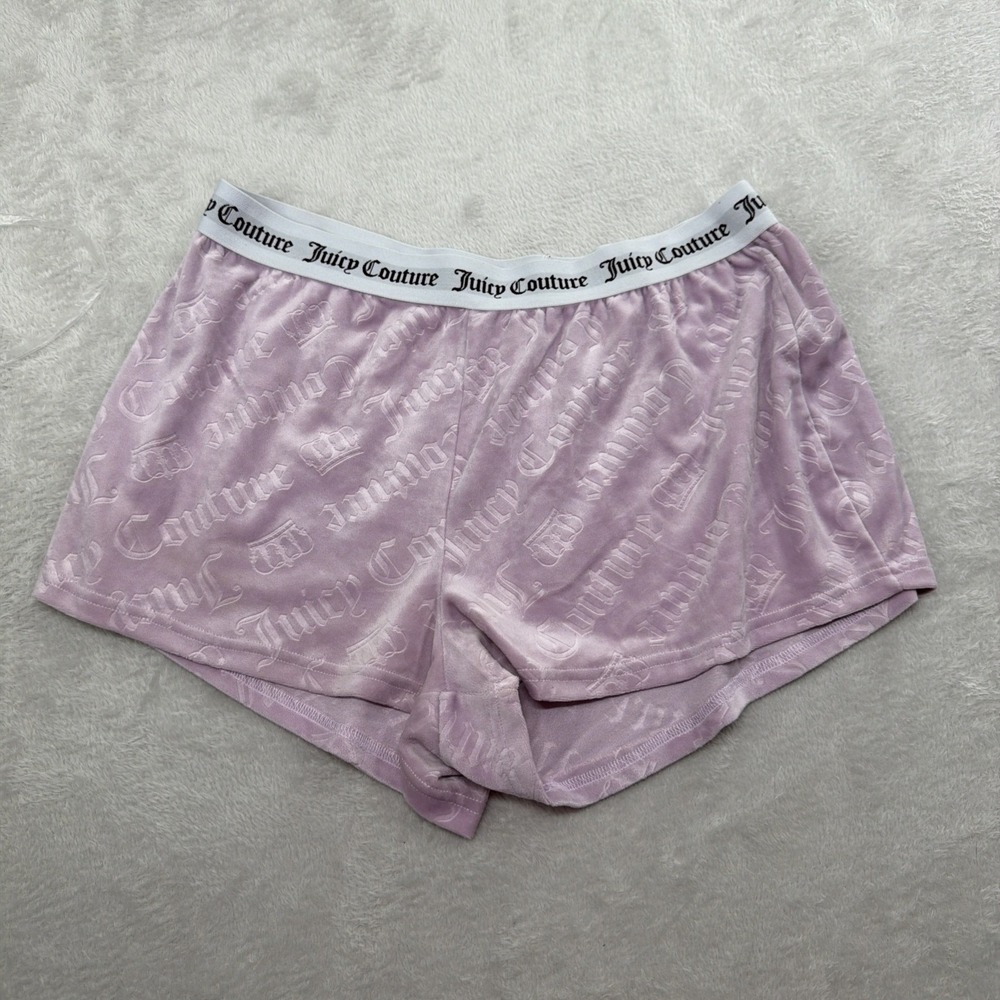 Juicy Couture Womens Large Velour Lounge/ Pajama Shorts Embossed All Over Logo